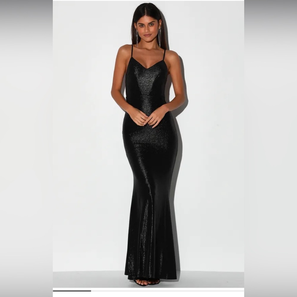 NEVER WORN Came to Stun Shiny Black Mermaid Maxi Dress
Lulus